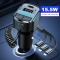 LSRISING 5.5W Car Quick Charger for iPhone 15 14 Xiaomi for Samsung QC3.0/FCP/SCP/AFC Type C Cigarette Lighter Bluetooth FM Transmitter